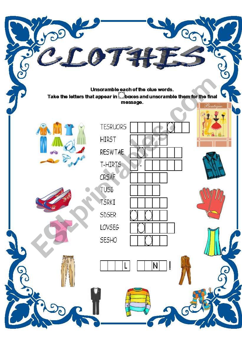 Clothes worksheet