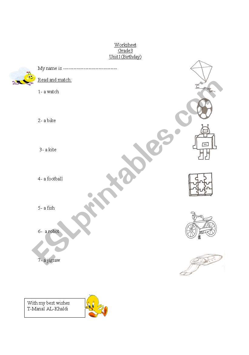 Toys worksheet