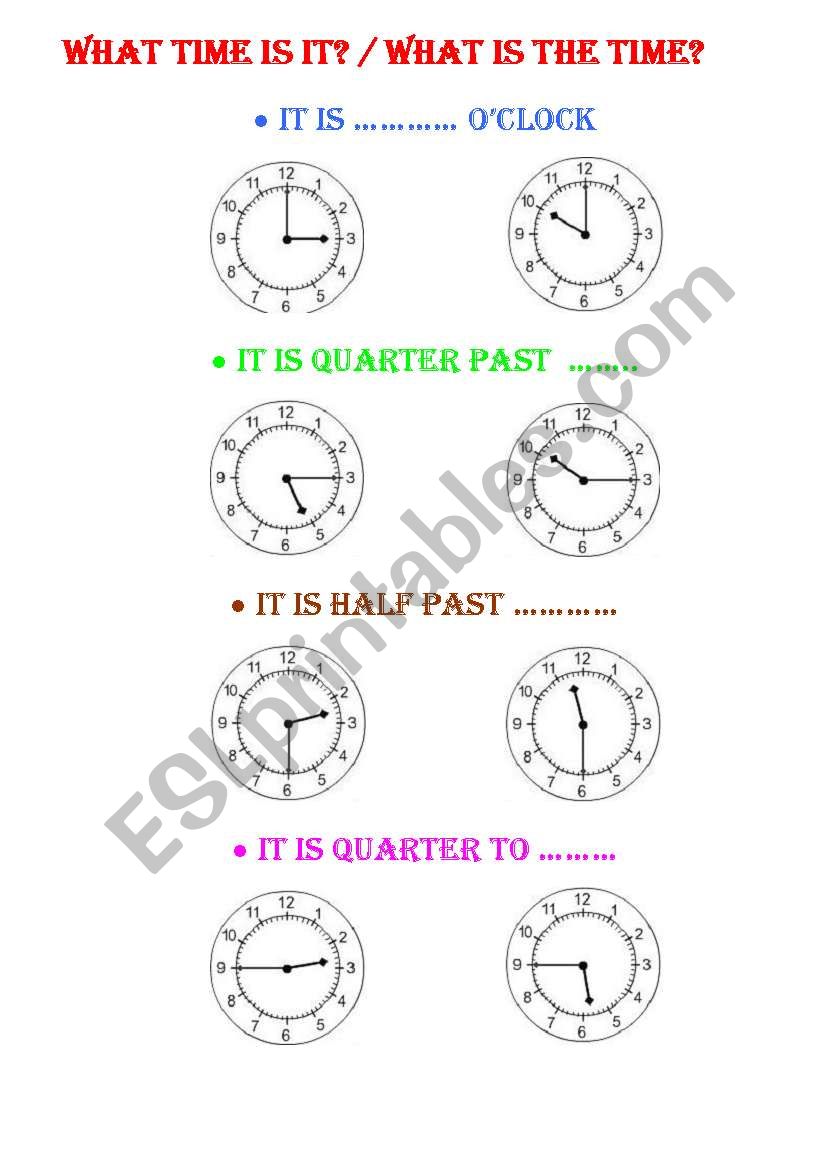 what time is it worksheet
