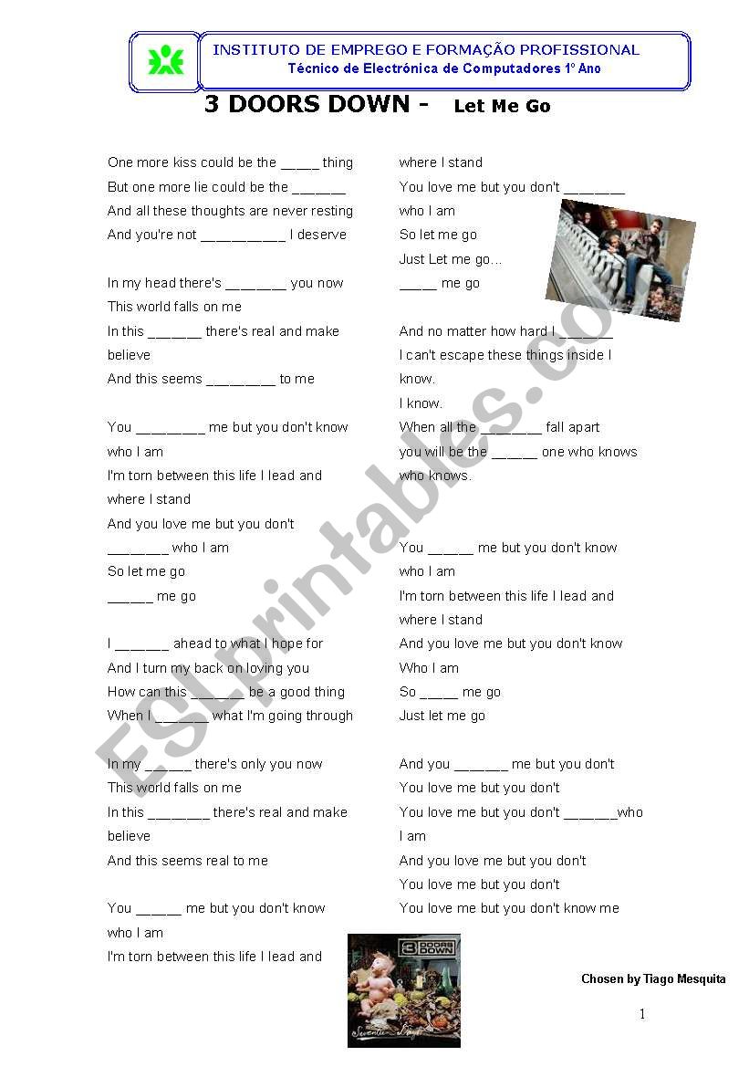 3 DOORS DOWN worksheet