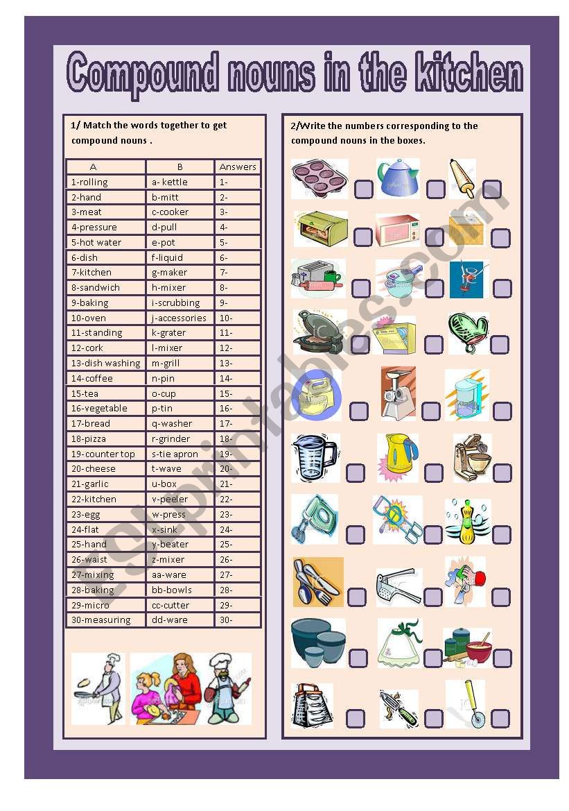 Compound nouns in the kitchen (keys)