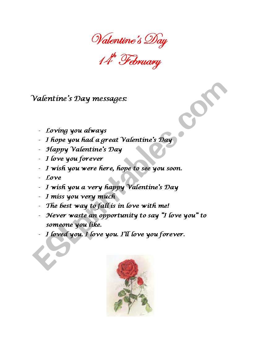 Valentines Day worksheet