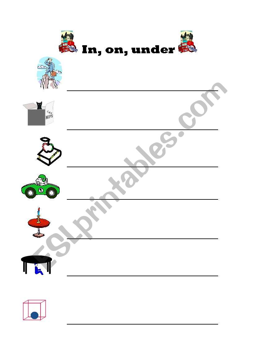 Prepositions: in, on, under worksheet