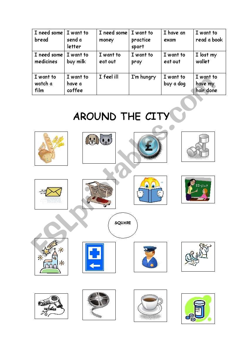 AROUND THE CITY worksheet