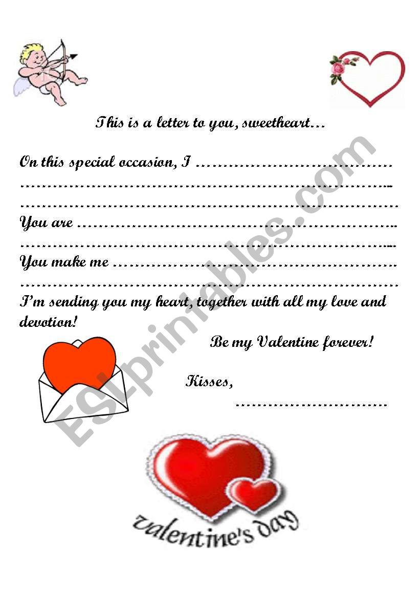 Valentines Day Letter worksheet