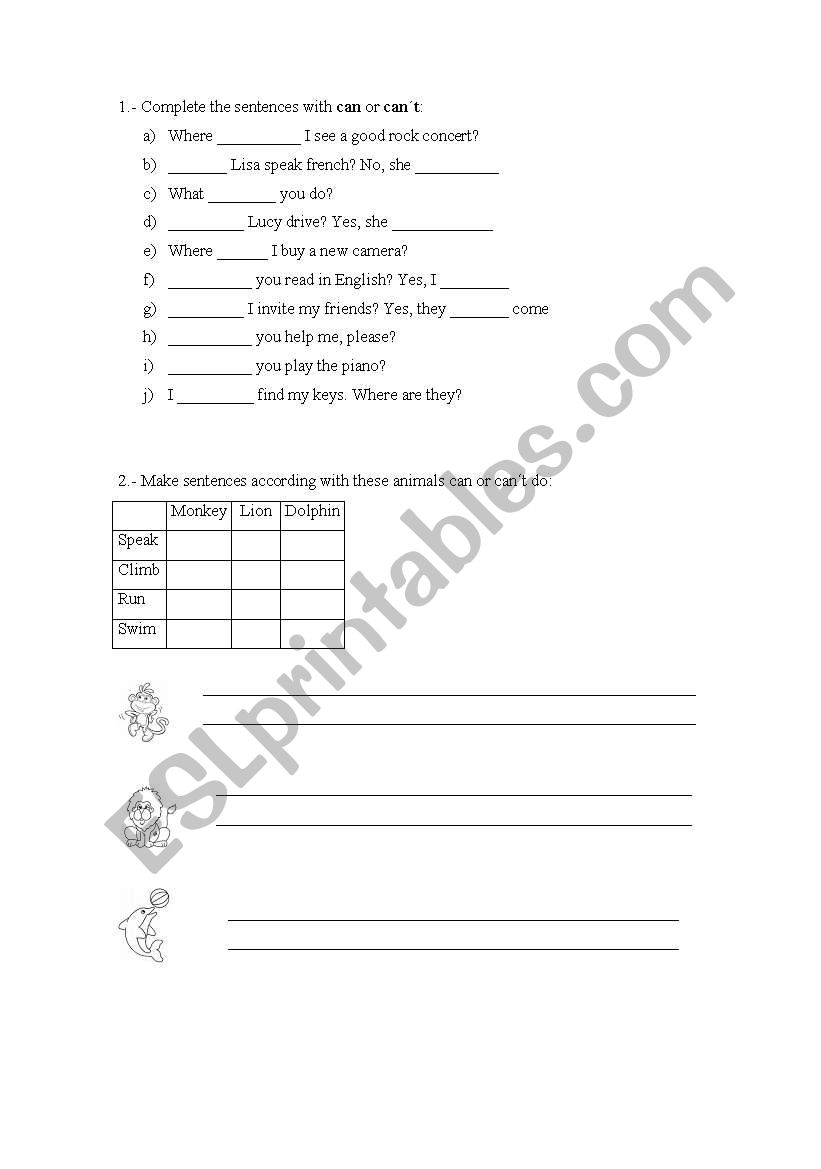 can or cant worksheet