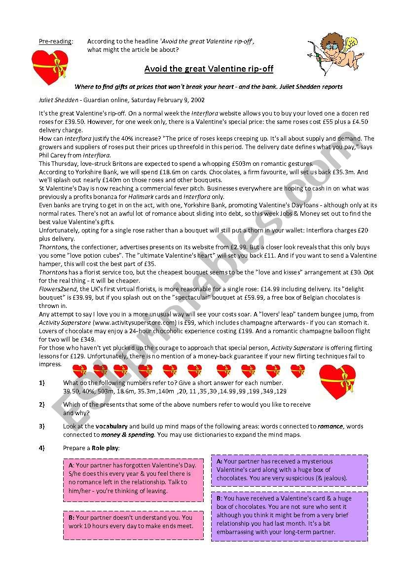 Valentine rip-off worksheet