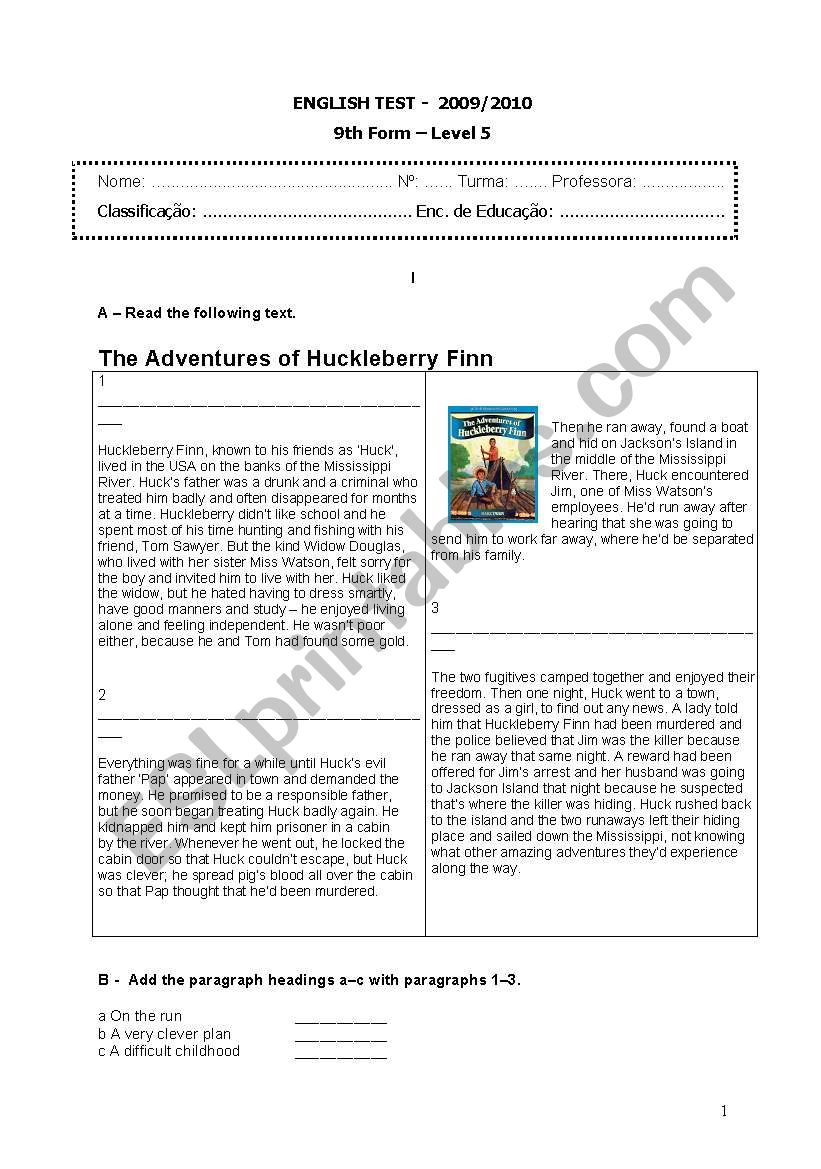 Test - The adventures of Huckelberry Fin - The Family