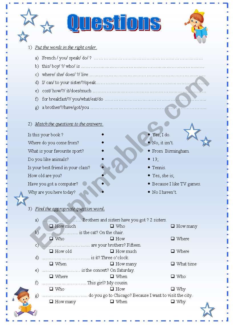 Questions worksheet