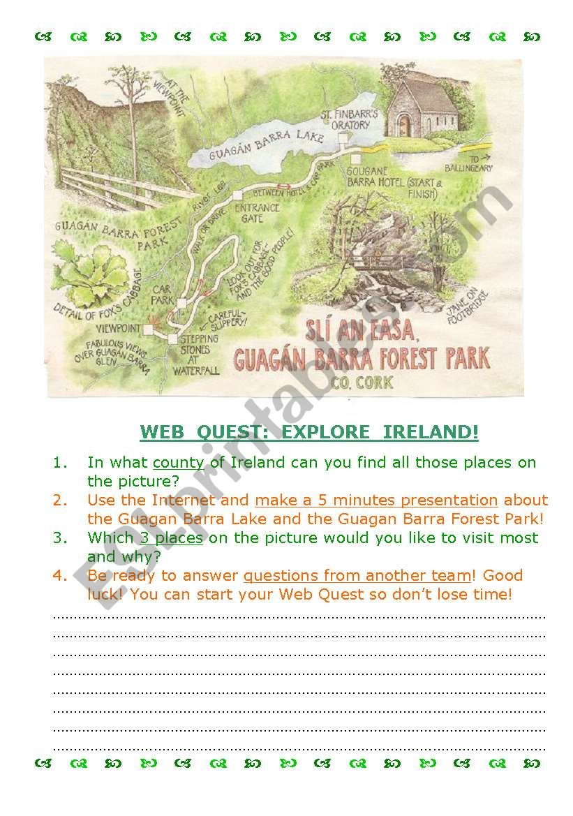 Web Quest: Explore Ireland 1 worksheet