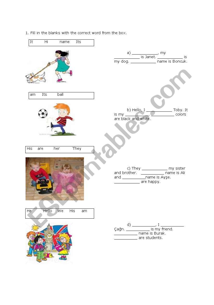 am/is/are and possessive adjectives