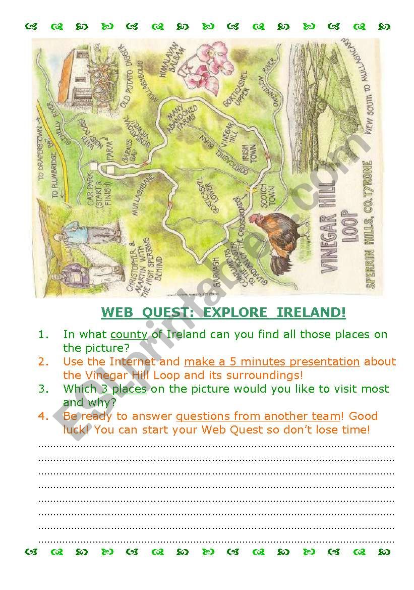Web Quest: Explore Ireland 3 worksheet