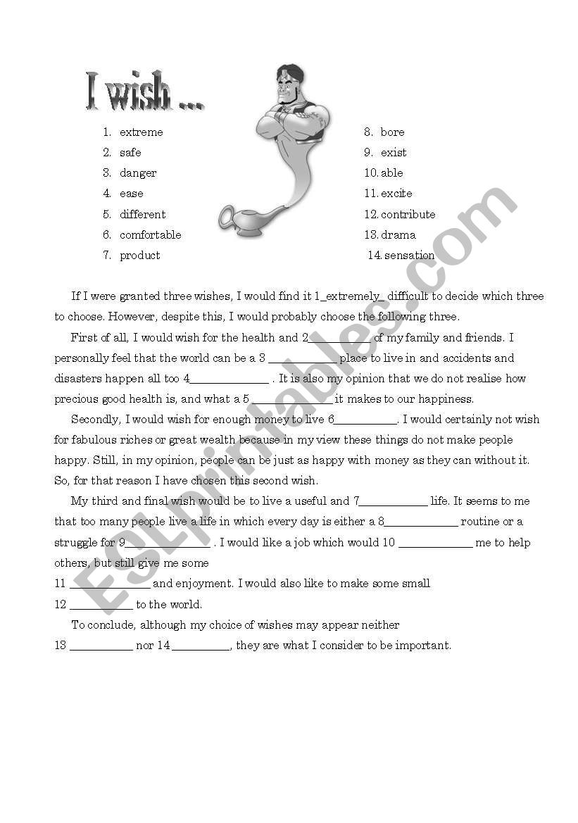 I wish... worksheet