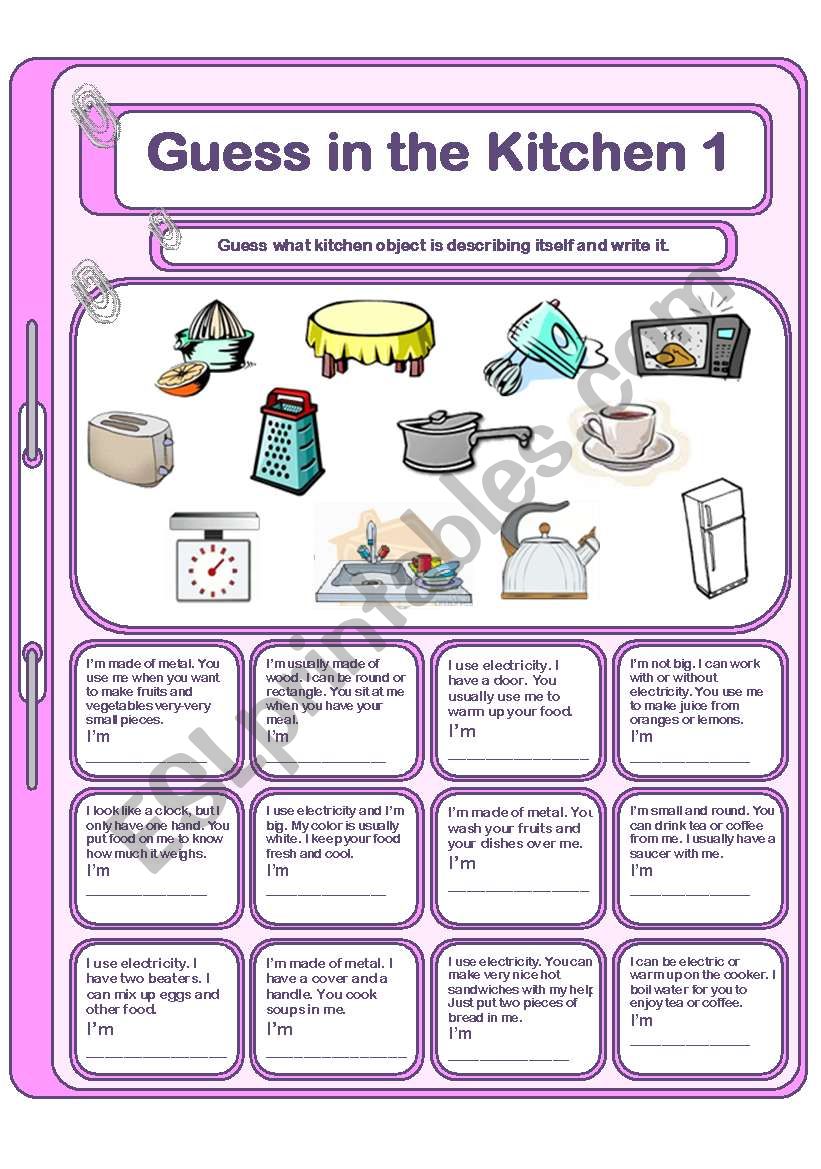 Guess in the Kitchen 1 worksheet