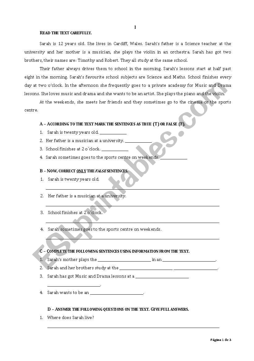 Daily Routine - Written Test worksheet