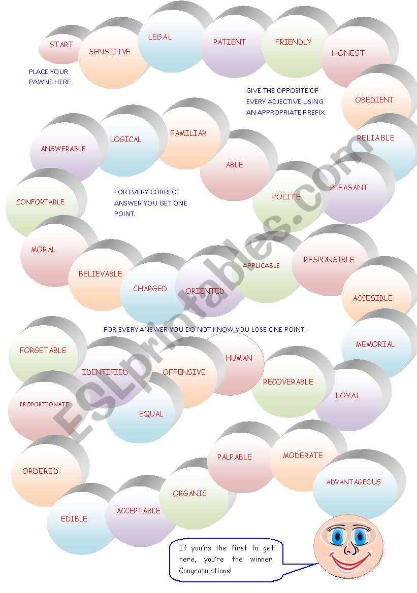 Oppsoites Boardgame worksheet