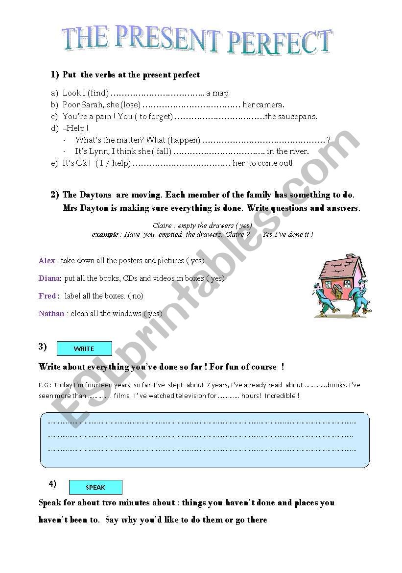 the present perfect worksheet