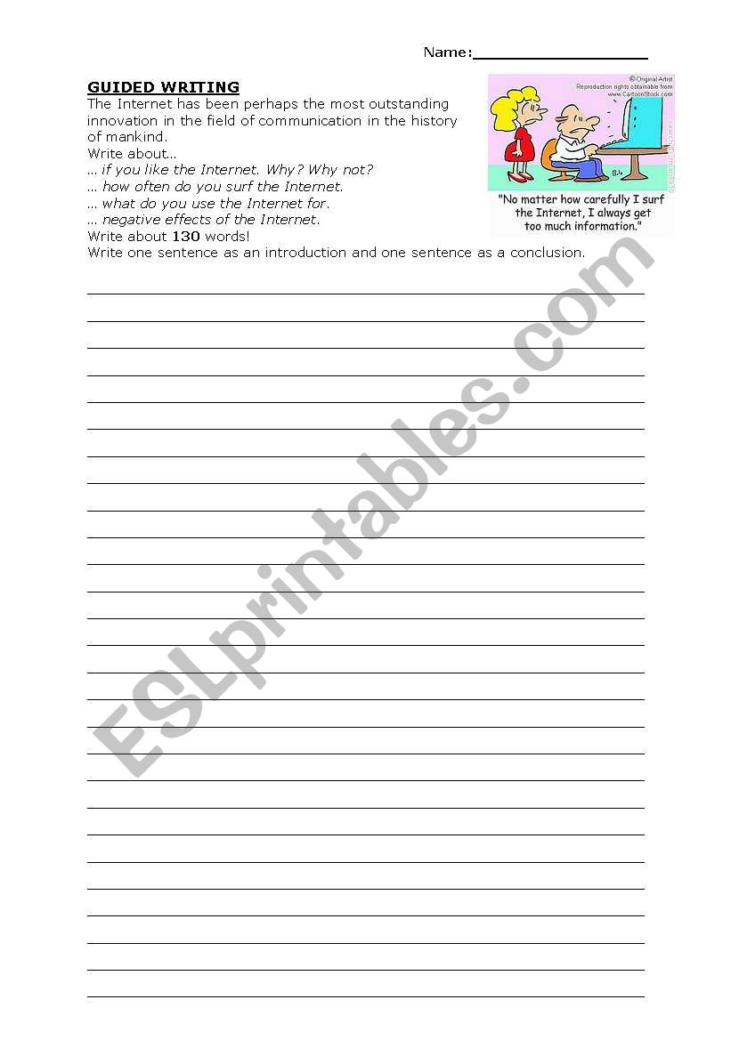 Guided Writing: Internet worksheet