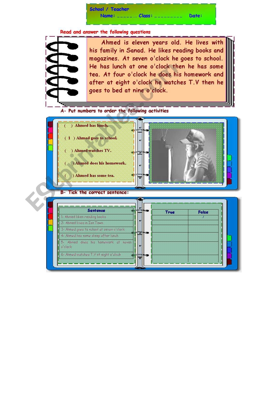 Reading for gist worksheet