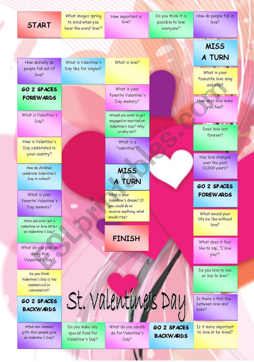 St. Valentines Day Speaking Board Game