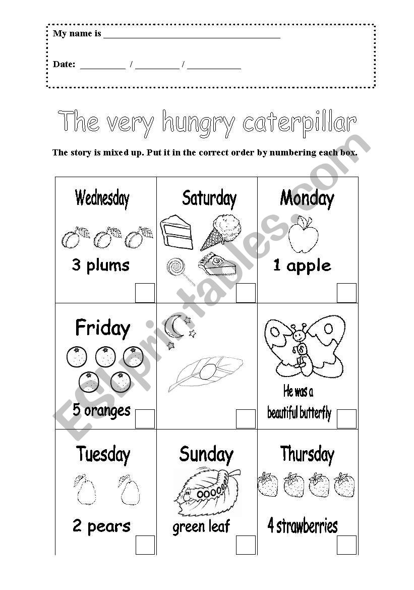 the very hungry caterpillar worksheet