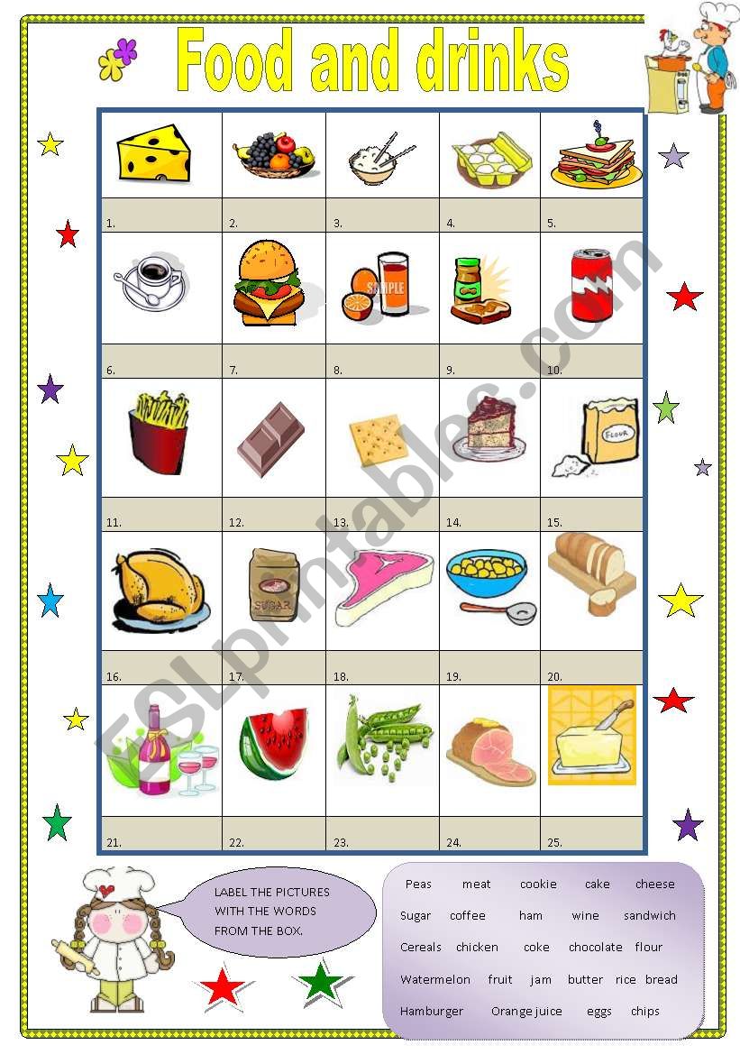 FOOD AND DRINKS - Vocabulary worksheet