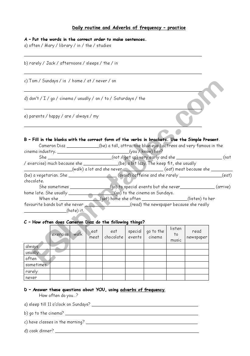 Daily routine and Adverbs of Frequency