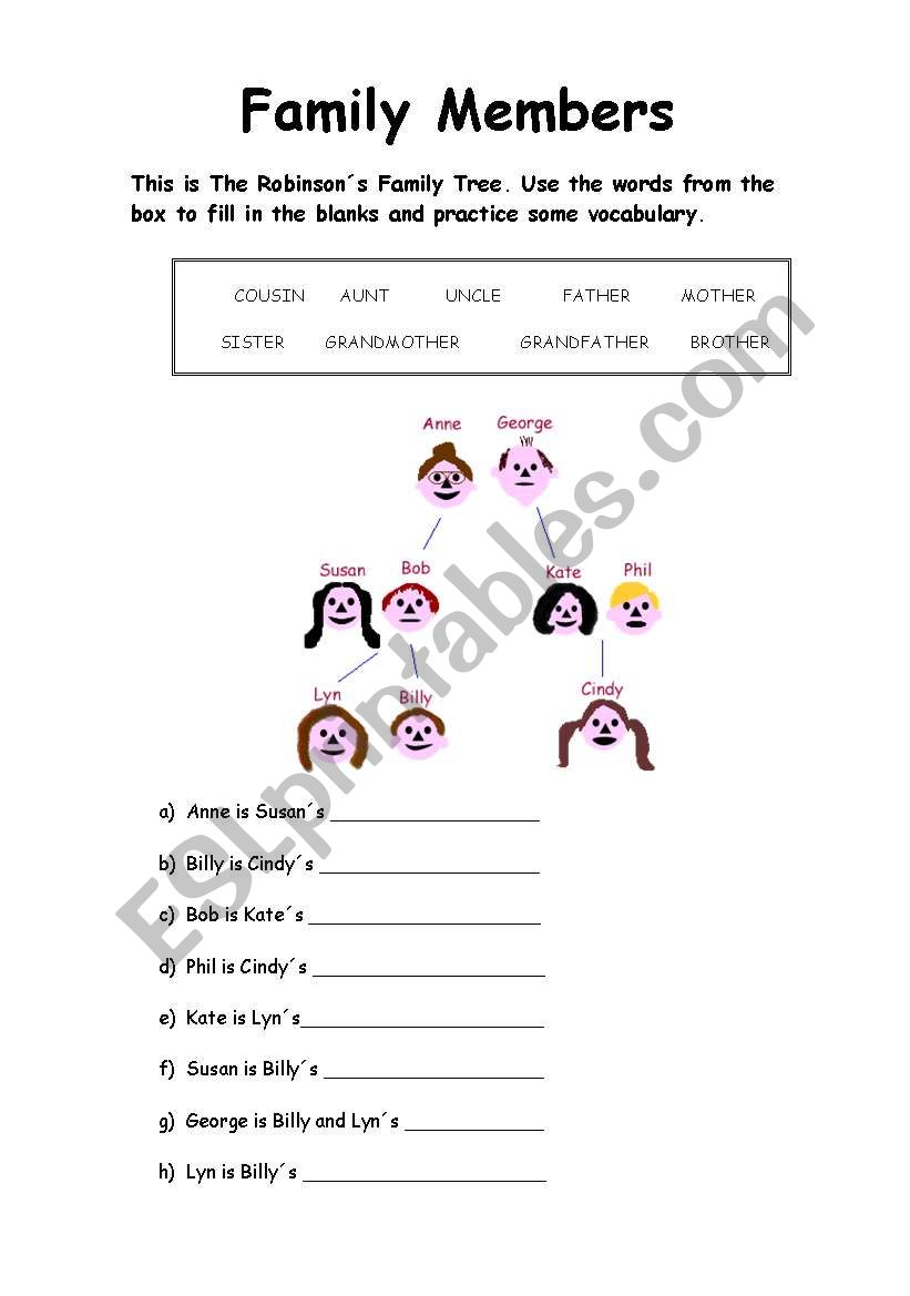 Family Members  worksheet