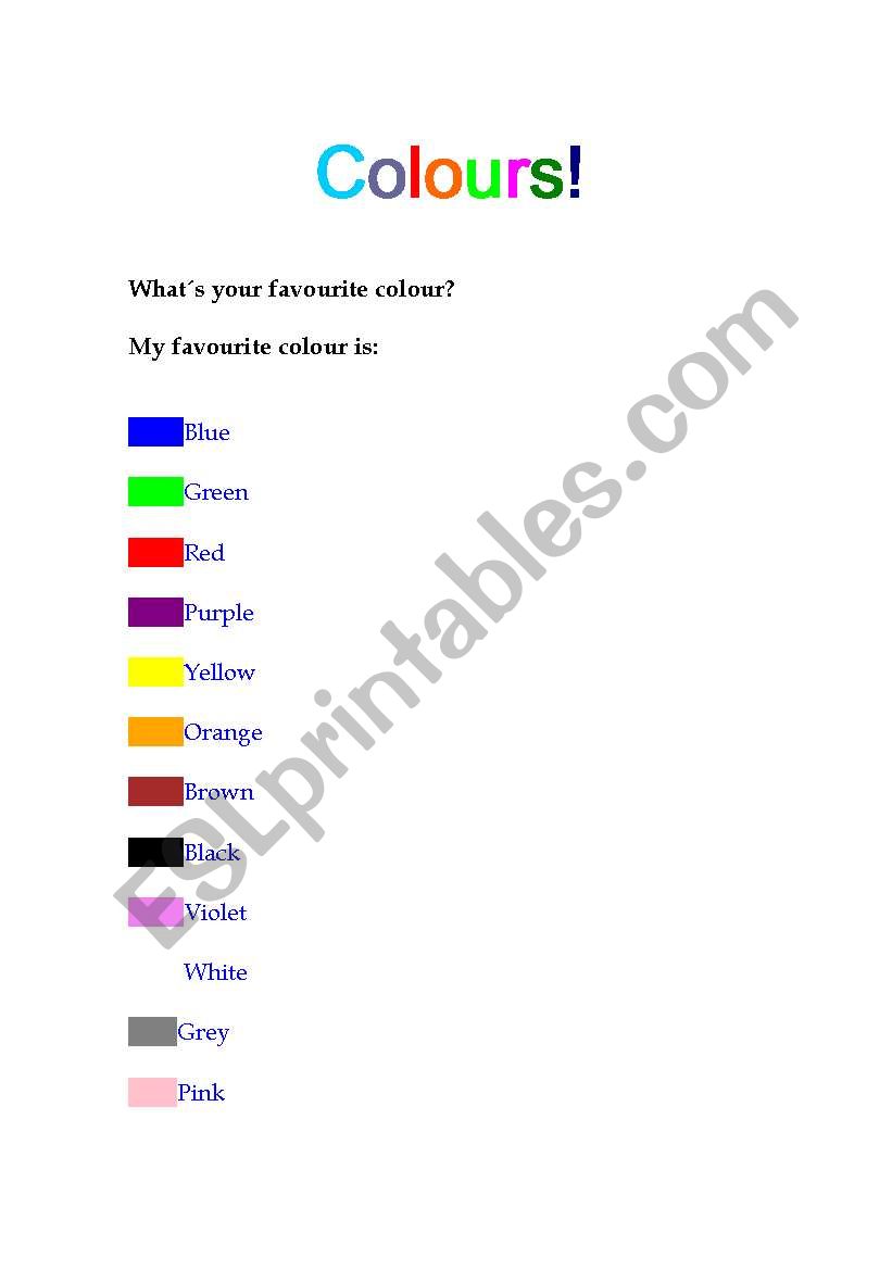 Colours worksheet