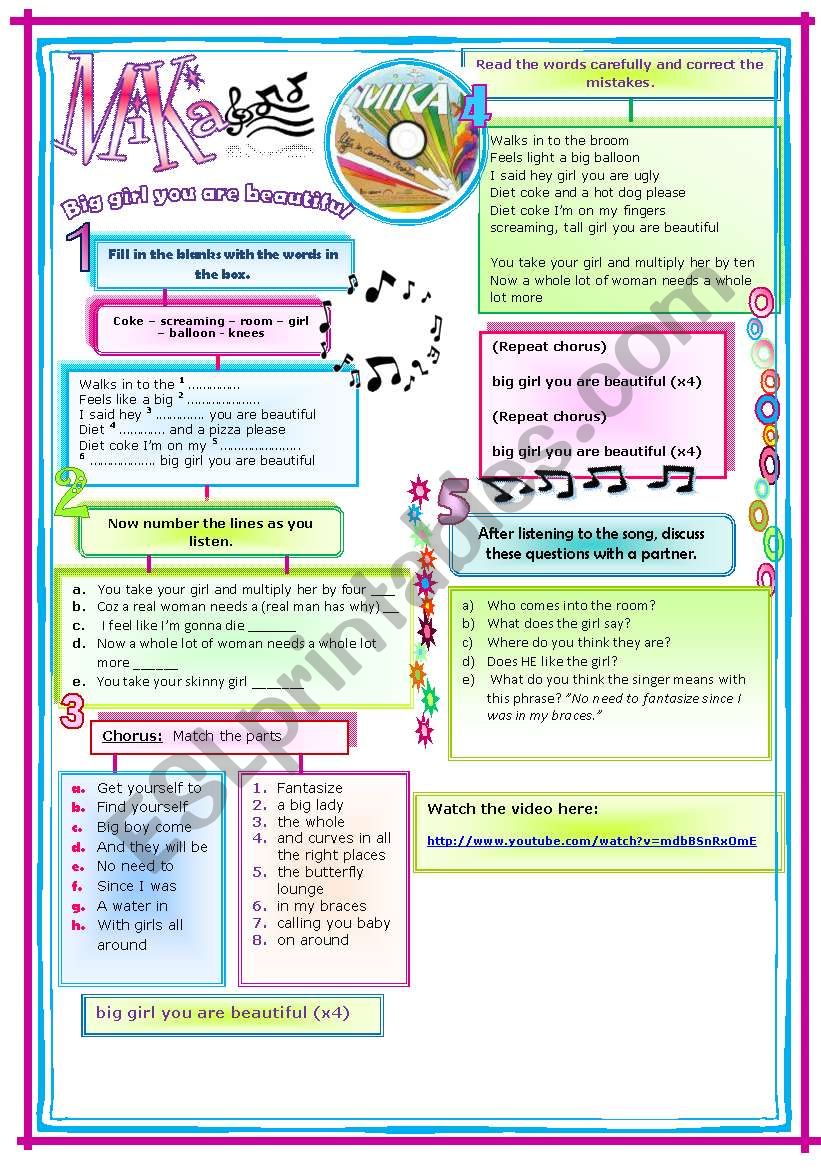 SONG: BiG GiRlS yOu ArE Beautiful by Mika. Song + Bio + key