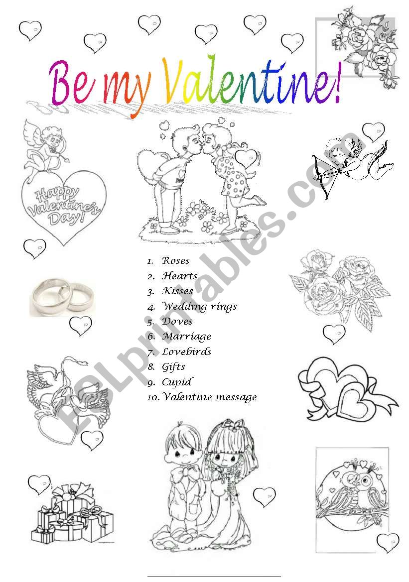 Be my Valentine worksheet