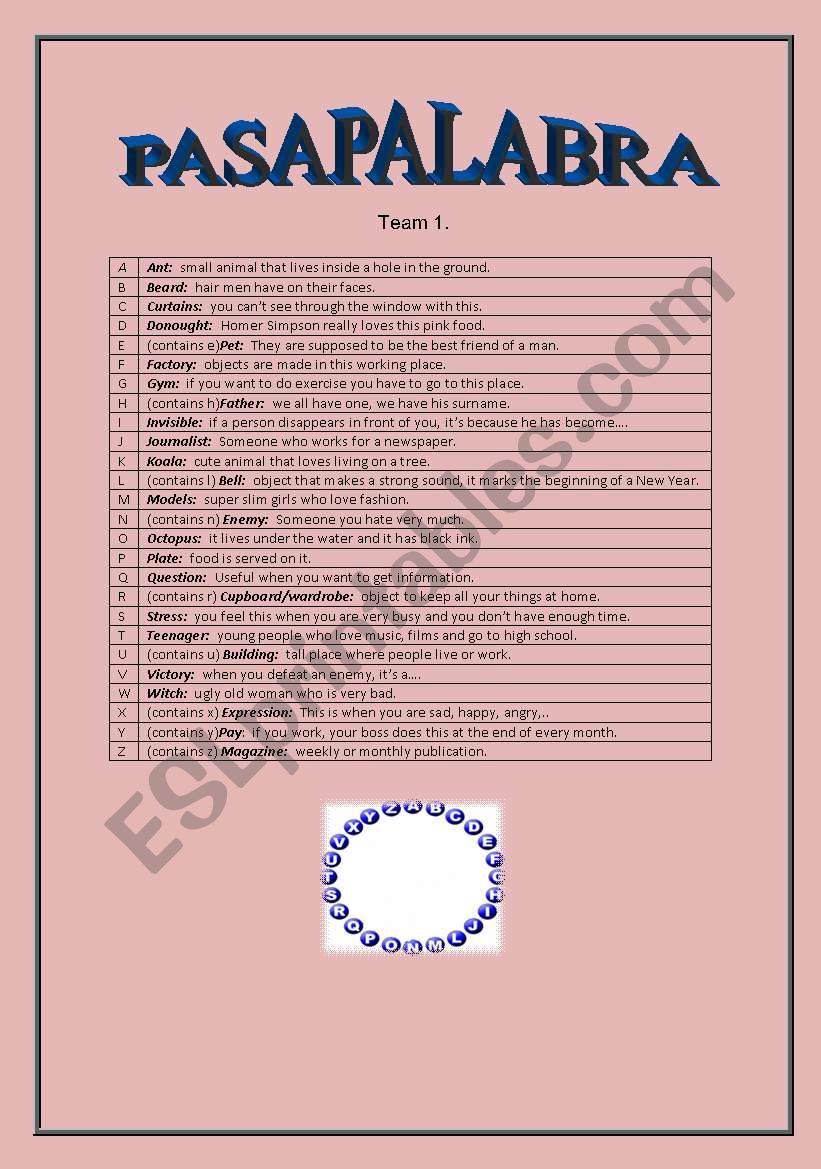 pasapalabra worksheet