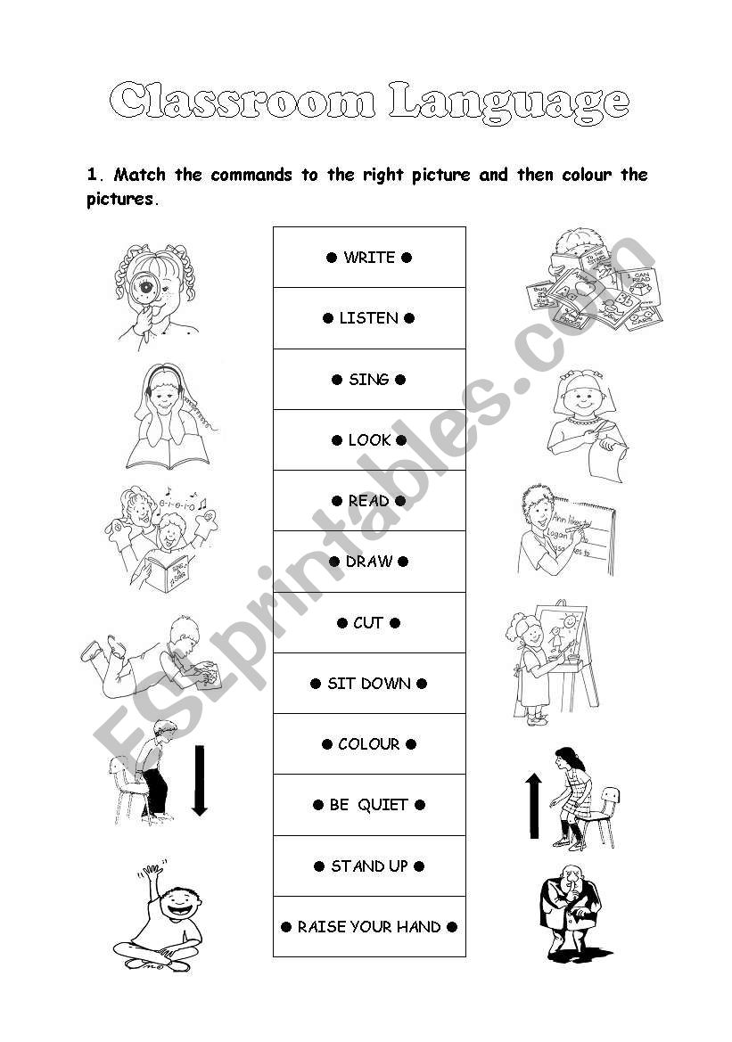 classroom language worksheet