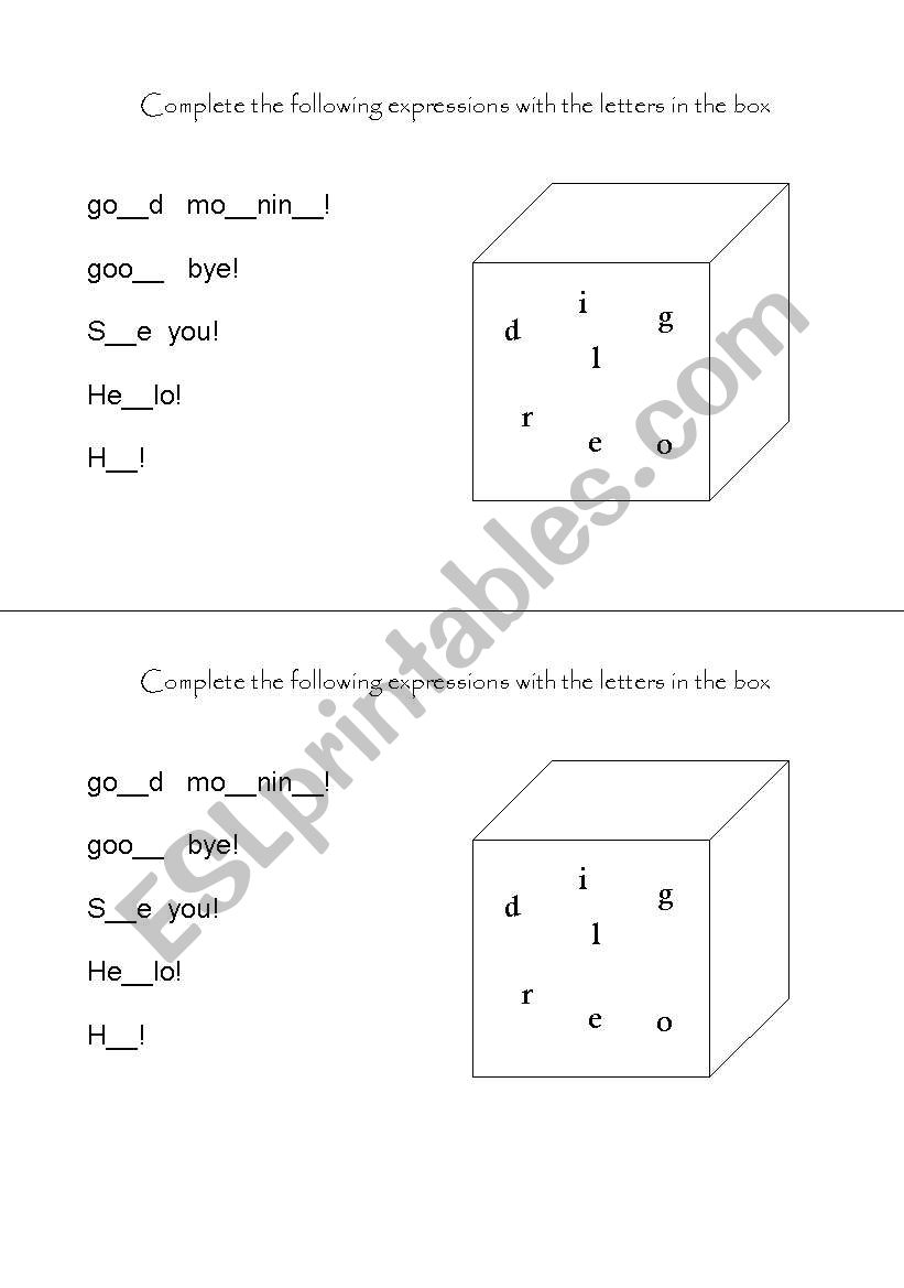 greetings worksheet