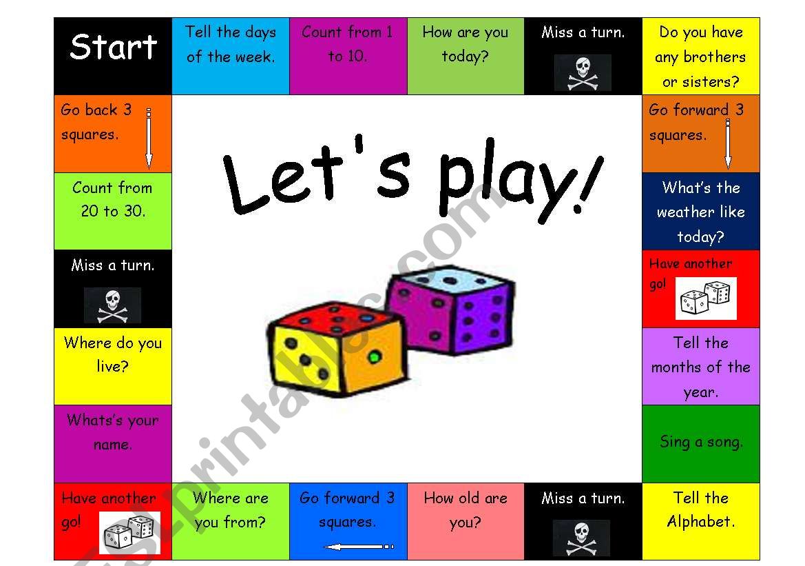 General revision boardgame worksheet