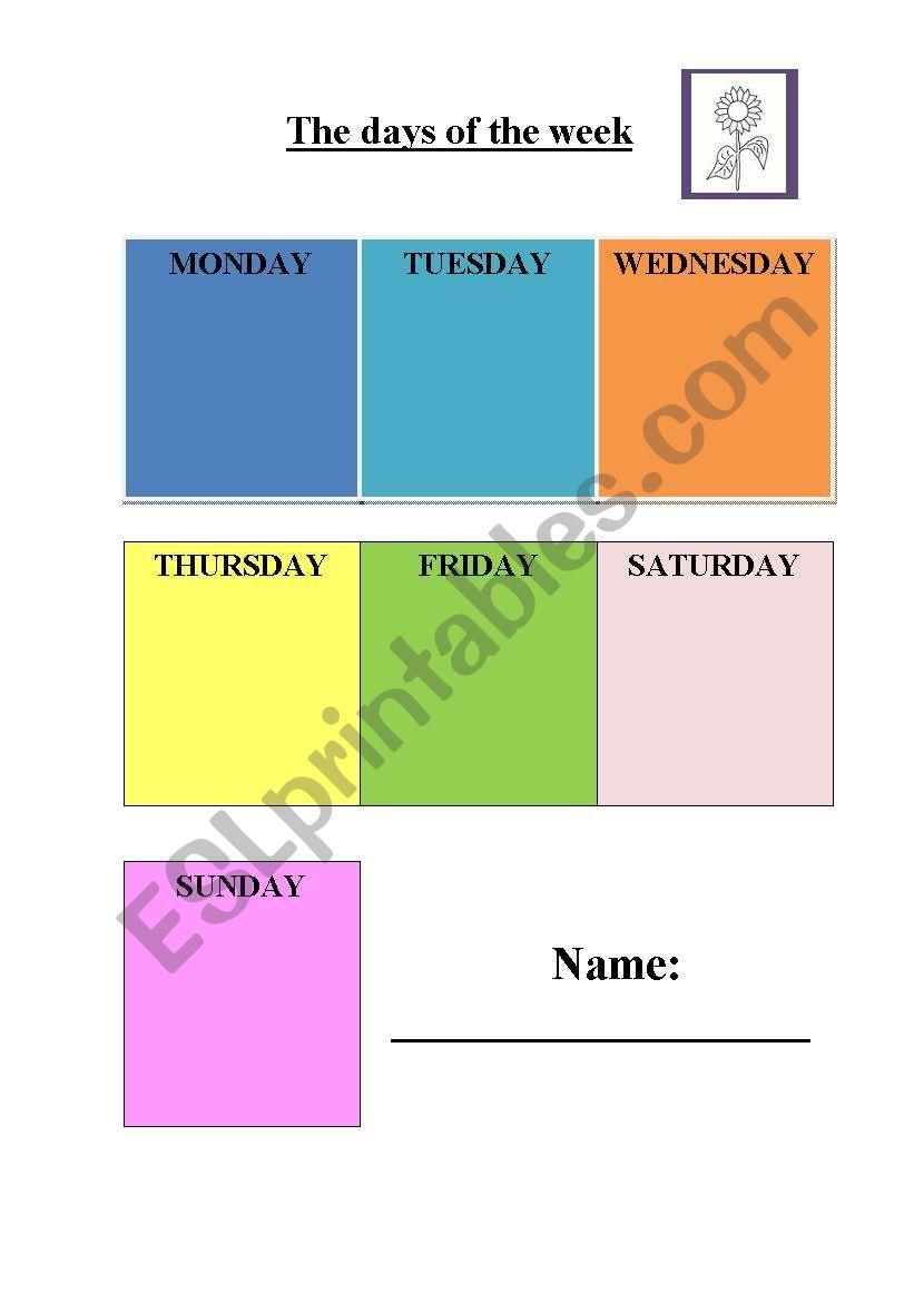 Days of the week worksheet