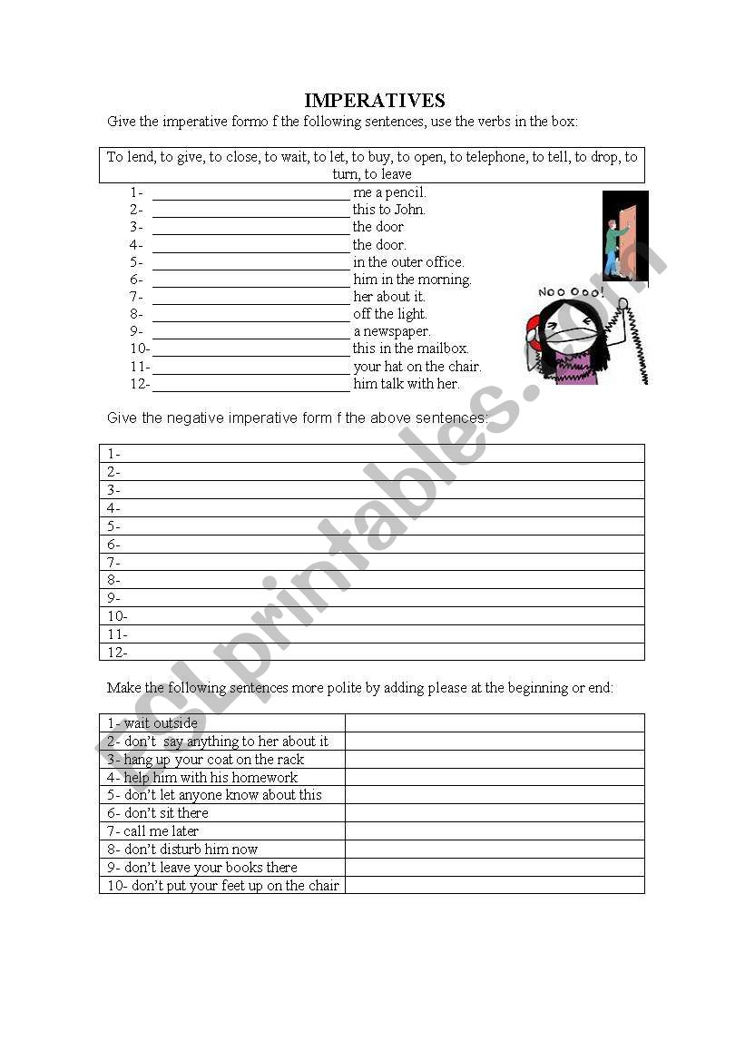 Imperatives worksheet