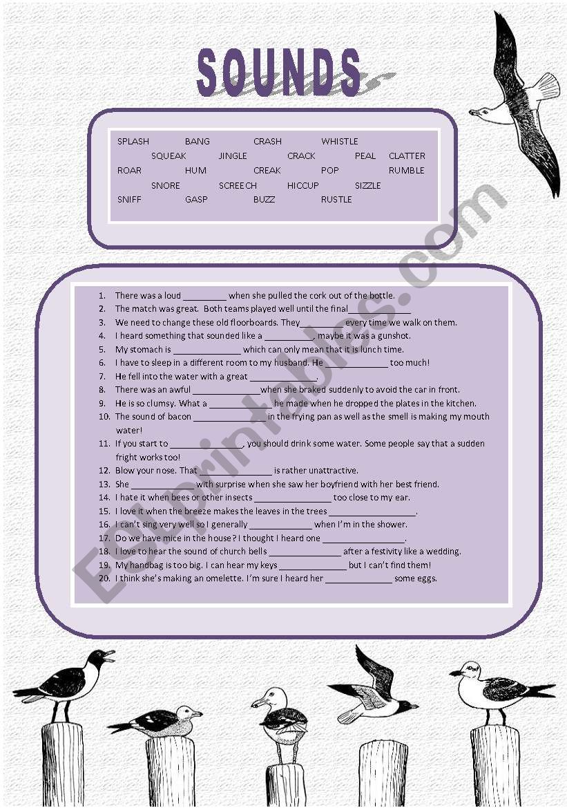 Sounds - ESL worksheet by mandysantos