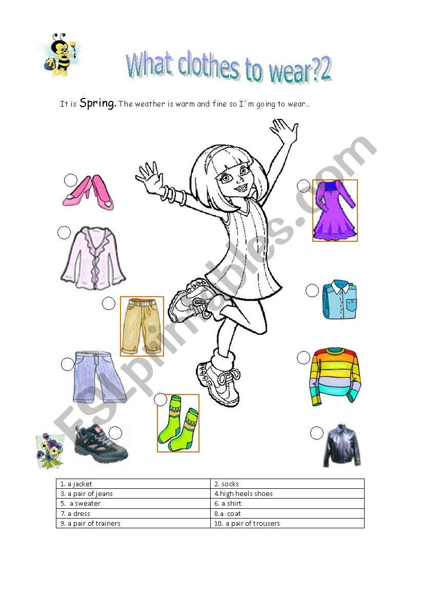 what to wear 2 in spring worksheet