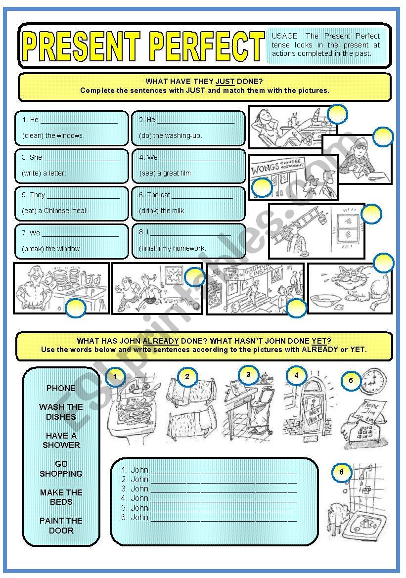 PRESENT PERFECT WITH SIGNAL WORDS (JUST, ALREADY, YET)