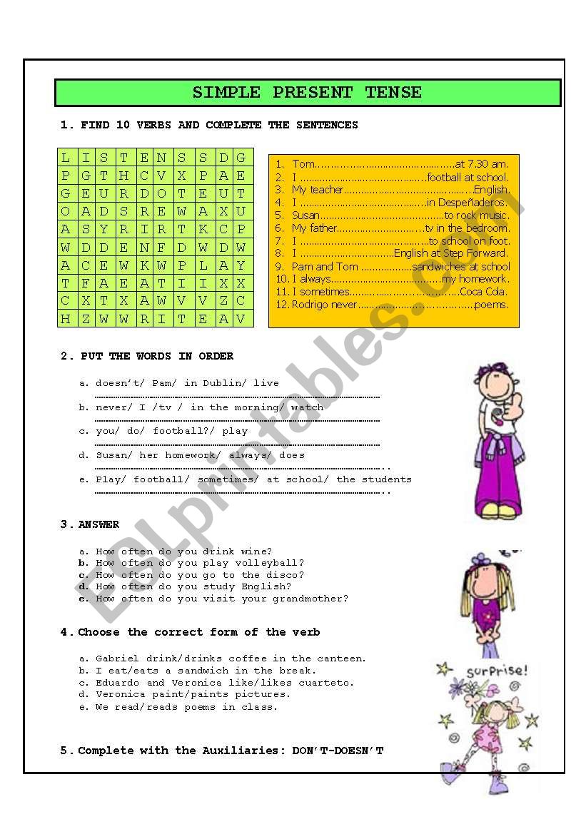 SIMPLE PRESENT TENSE worksheet