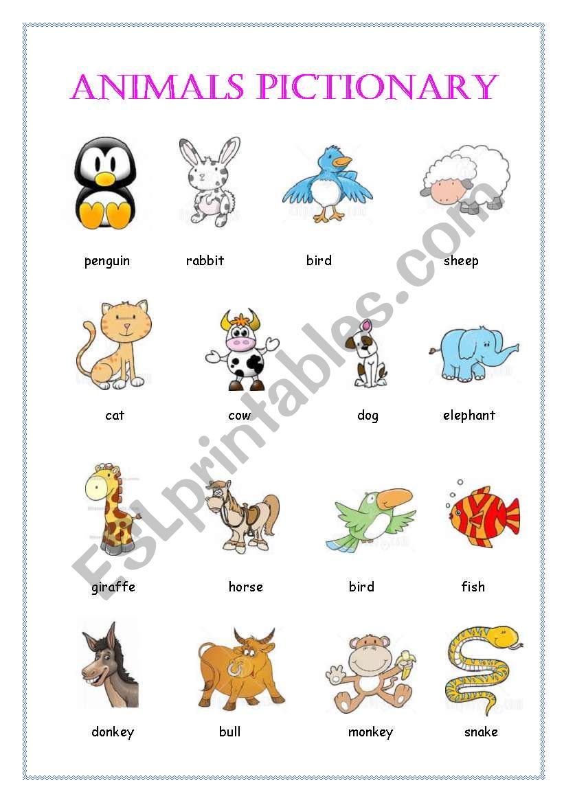 ANIMALS PICTIONARY worksheet