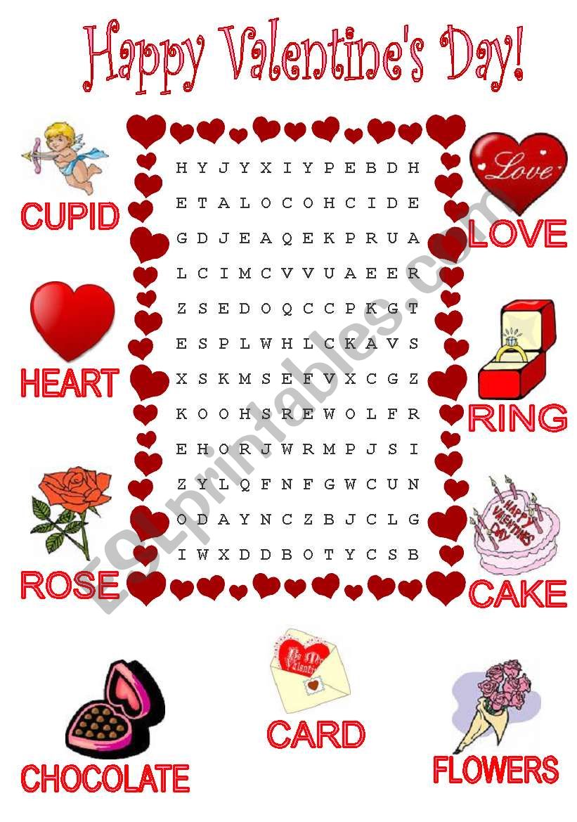 Valentines Day Word Search worksheet