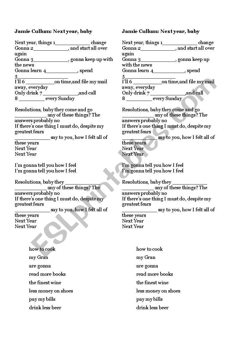 Future forms- song worksheet