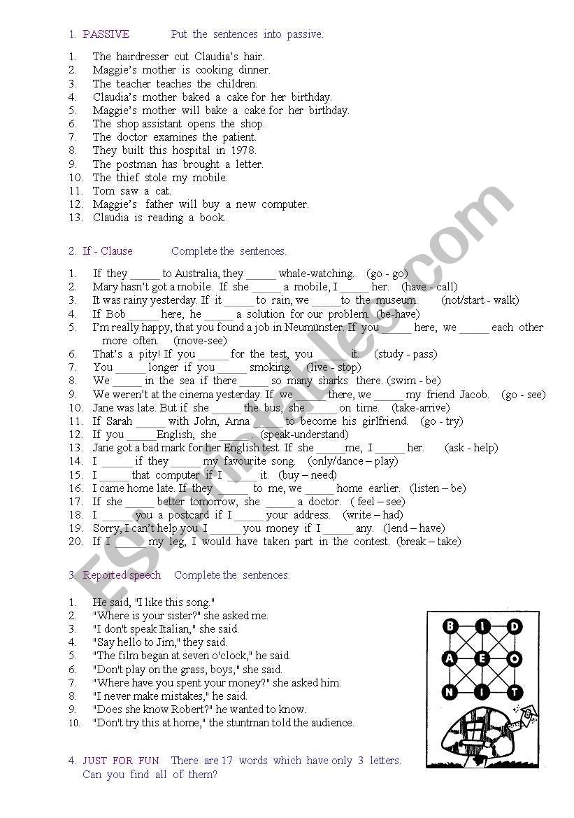 Mix exercises worksheet