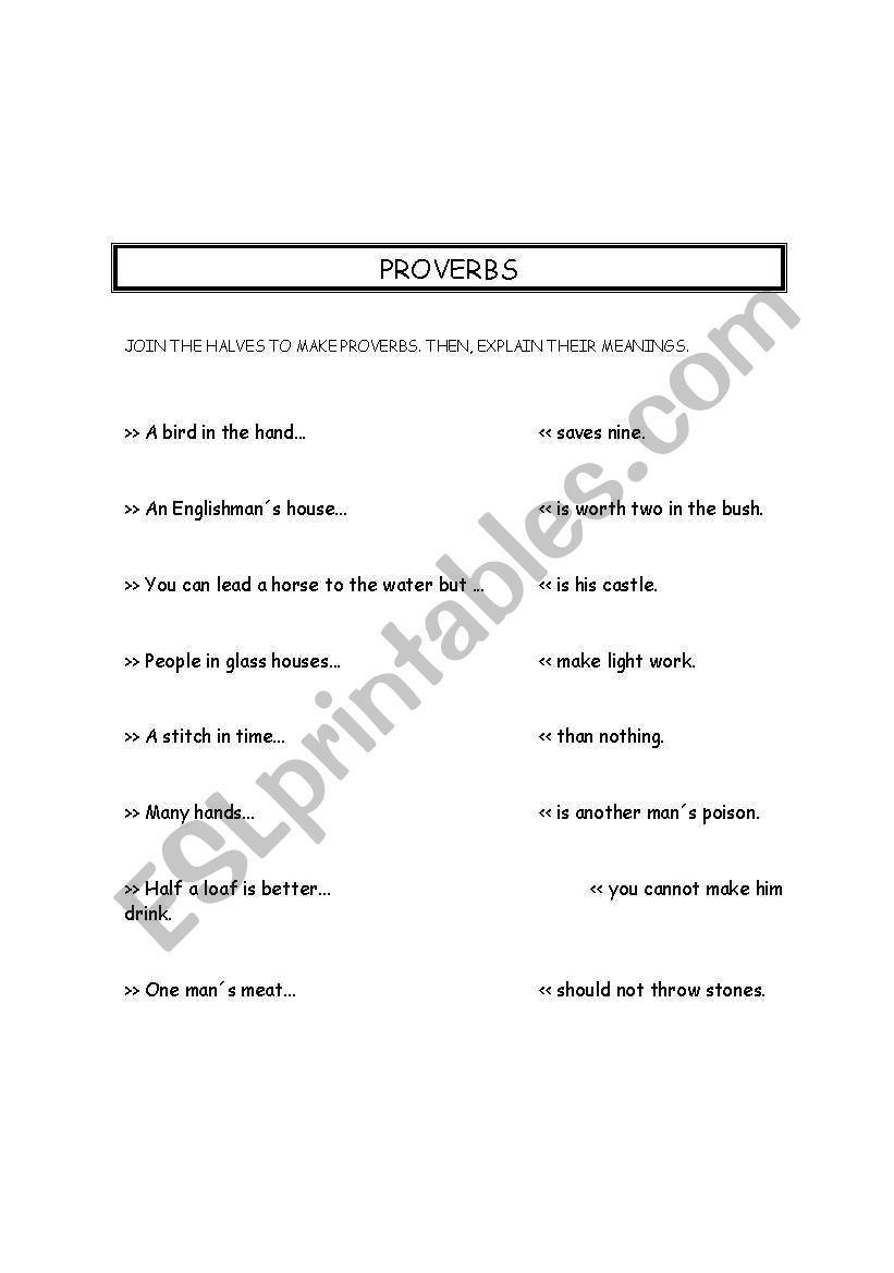 Proverbs worksheet