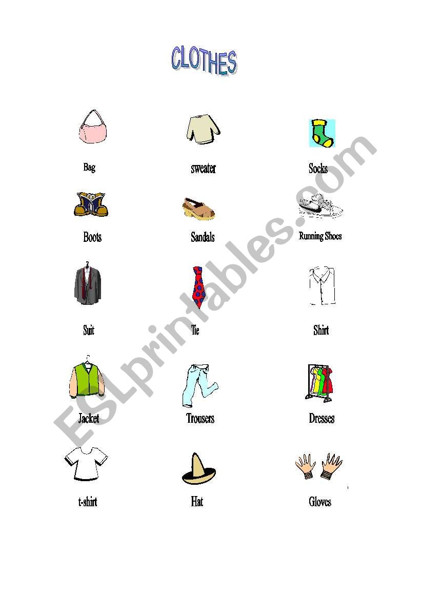 Clothes worksheet