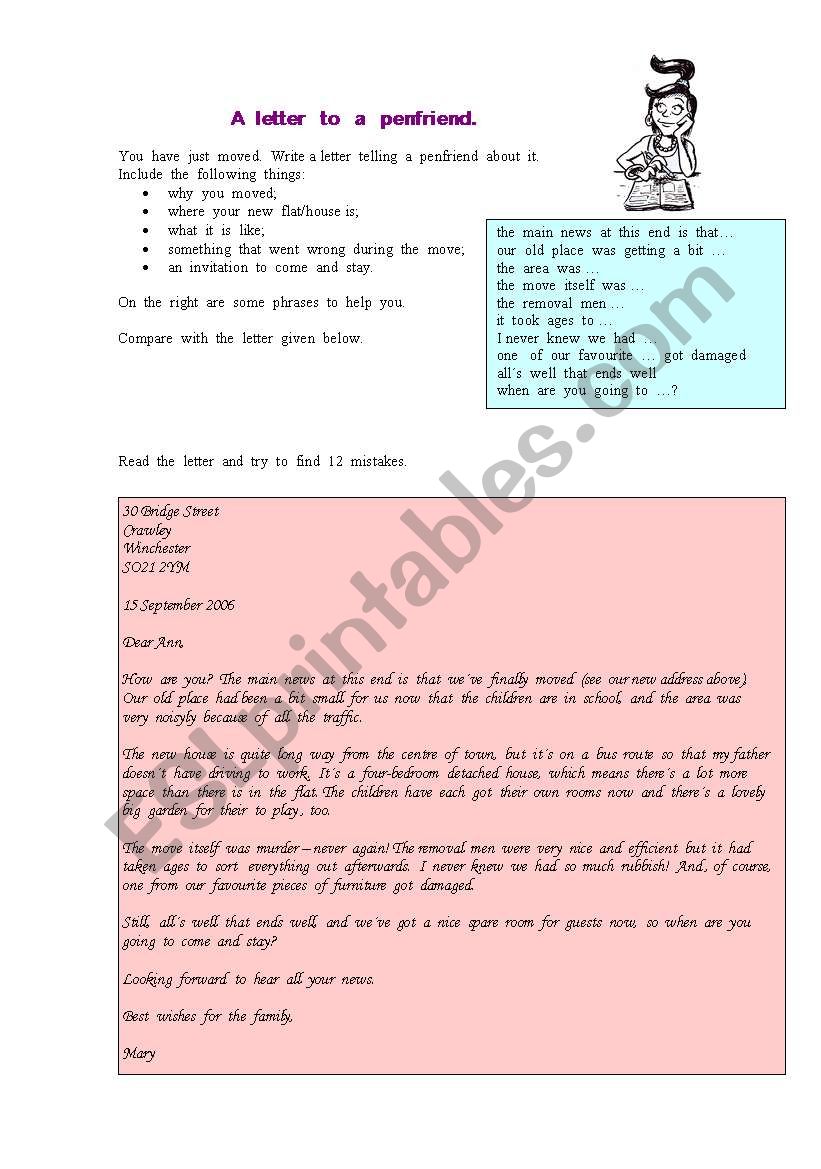 Writing Letters worksheet