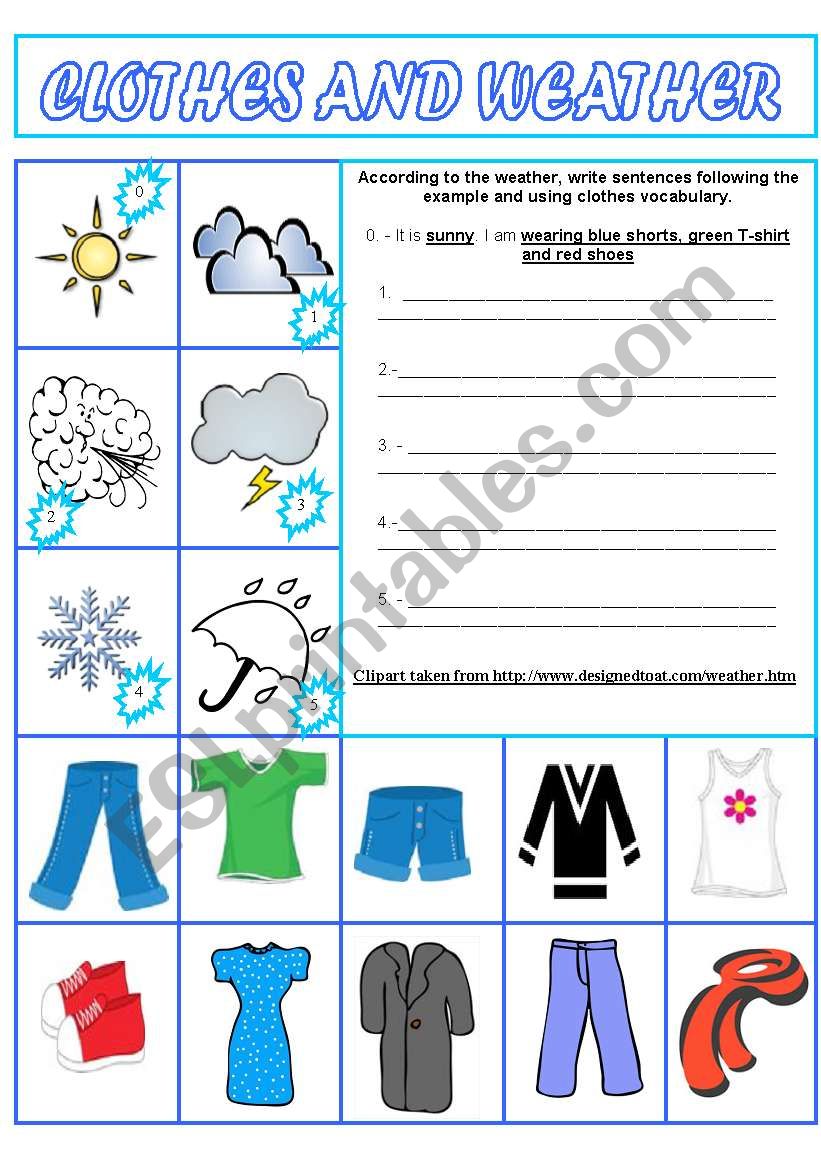CLOTHES AND WEATHER  worksheet