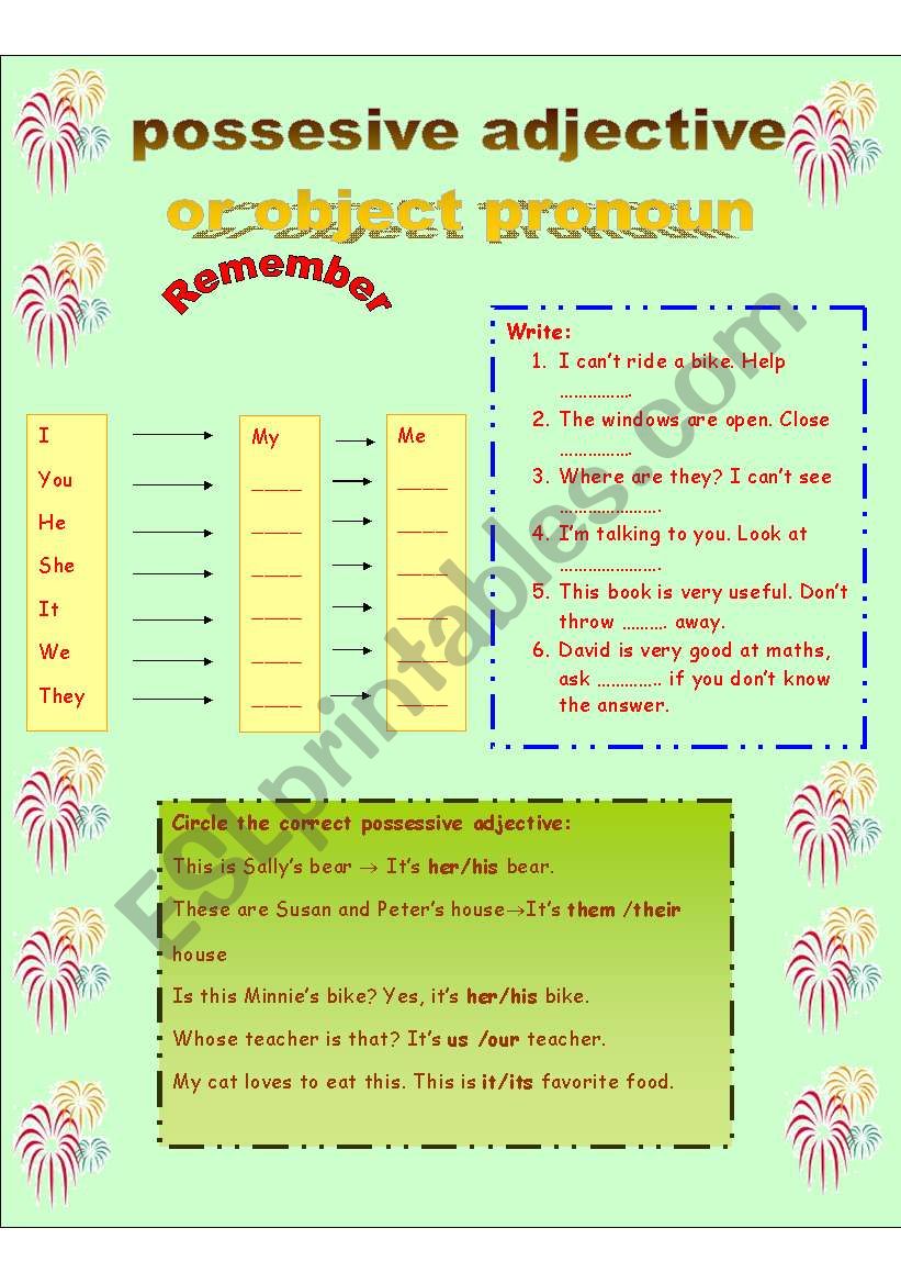 possessive adjective worksheet